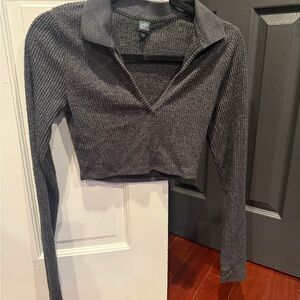 Wild Fable Charcoal Ribbed Crop Top